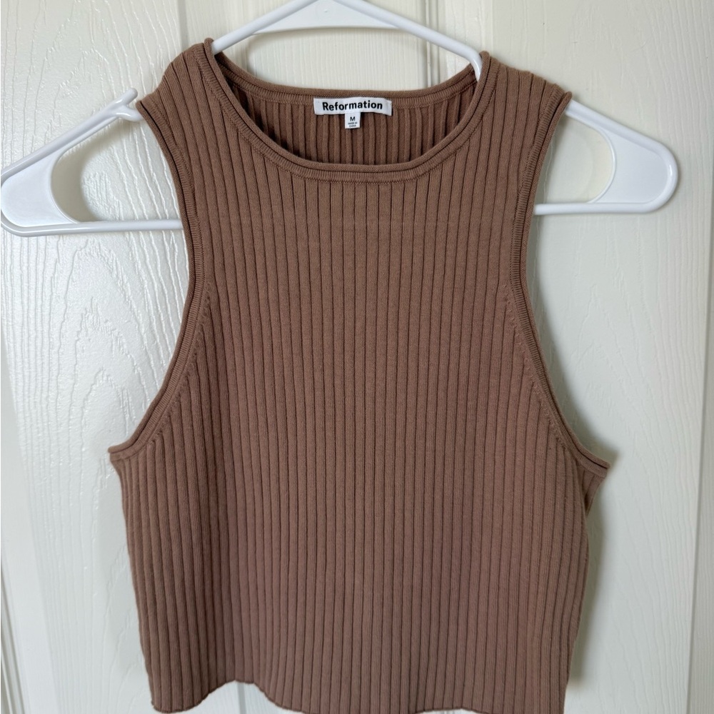 Reformation Ribbed Brown Tank Top